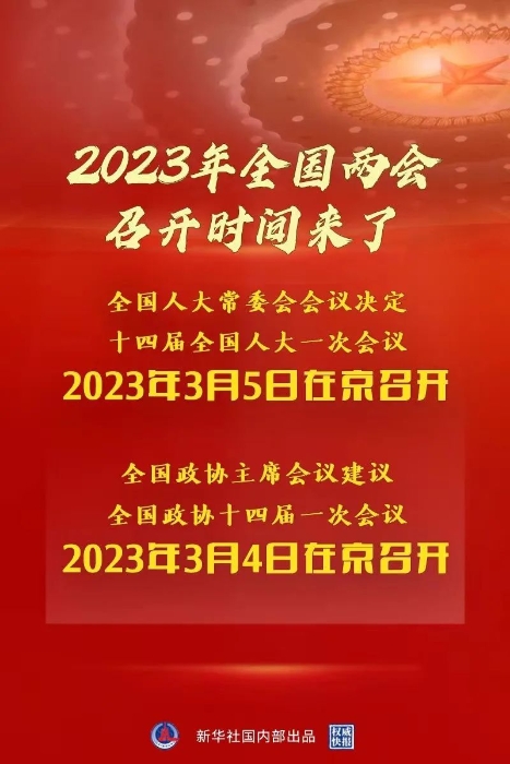 2023年全国两会召开时间，来了！